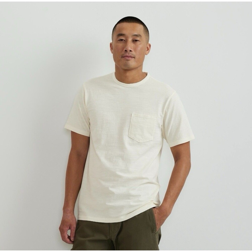 Eddie Bauer Sunwashed Cotton Ivory Short Sleeve Pocket T-Shirt Men’s Large NWT